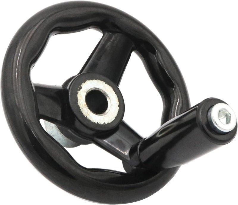 SCXCLY 1 Pack Hand Wheel, 12mm × 100mm Hand Wheel with Revolving Handle, Plastic, (Black) - Image 1
